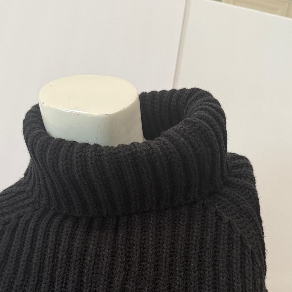 Women's Black Turtleneck Poncho Sweater - Picture 2 of 5
